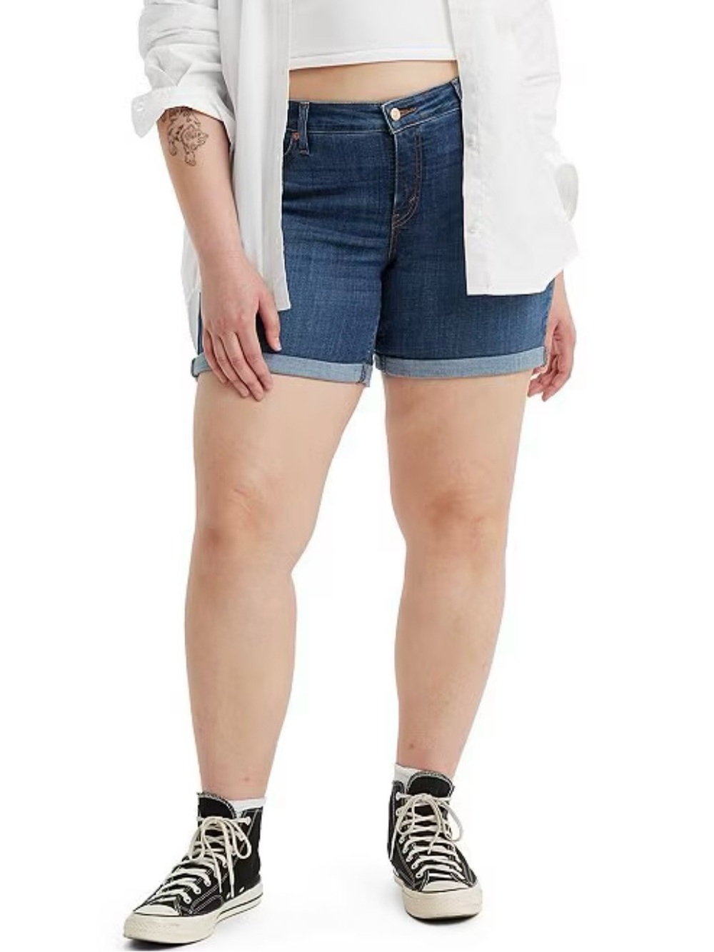 NWT Levi’s Mid Length Rolled Hem Denim Shorts Size 16W